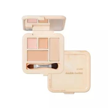 Палитра консилеров ETUDE Double Lasting, зеркальная, смешанная, для зон, сколов, пятен, покраснений, крем-консилер Bear, пудра-консилер, натуральный финиш, 4 г, 1 шт.