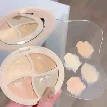 Палитра консилеров с зеркалом, 4 цвета, точечный макияж, темные круги, акне, полное покрытие, длительный срок службы, натуральный увлажняющий матовый тональный крем 1 Set