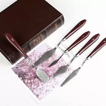 Палитра LUYING для рисования маслом из нержавеющей стали, пластиковая палитра для рисования маслом, набор из 5 фигурок из глины и керамики, нож, нож, коричневый