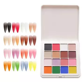 Палитра пудры для ногтей Phantom Seashell Nail Art Gradient Powder Solid Magic Mirror Powder Burst Aurora Powder Nail Powder Color [AAGWW] (16 Пигментов)