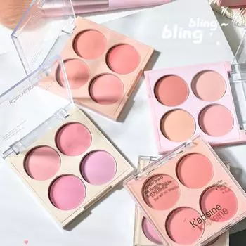 Палитра румян из четырех цветов, стойкая осветляющая и контурирующая пудровая текстура для макияжа лица
