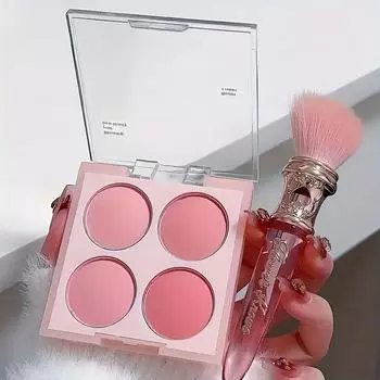 Палитра румян Vibrant Glow Blush - 4-цветные пудры для смешивания с мягким градиентным эффектом - светло-розовые и фиолетовые тона для сияния розовый