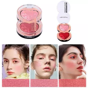 Палитра Sweet Eyes Двухцветная палитра теней для век Love Blush Highlight Eyeshadow с тиснением Стойкая водостойкая косметика Sweat Makeup Natural Makeup Supplies