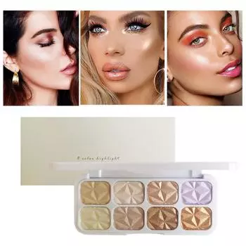 Палитра теней для век, 8 оттенков, долговечный подарок для девочек и женщин, на каждый день, многофункциональная прессованная пудра для макияжа глаз