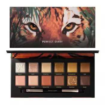Палитра теней для век Animal Eyeshadow Palette PERFECT DIARY, оранжевый цвет (1.2гx12 цветов) (Тигровый коричневый)
