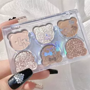 Палитра теней для век Bear Six Color Matte Pearlescent Fine Shine Brightening Earth Color Highlight Contouring All-in-one Palette