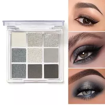 Палитра теней для век Black Whiteness Gray Smokey-Eye, 9 палеток теней для век с блестками, палитры теней для макияжа Cool Tone Goth Smoky-Eye