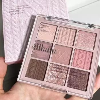 Палитра теней для век Earth Brown Color Flash Chocolate 9 цветов, матовая, оранжево-коричневая, перламутровая, с блестками, свитерная, трикотажная