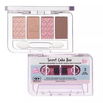 Палитра теней для век ETUDE Play Color Eyes Mini Secret Cake Box из 4 цветов с блестками и матовым блеском [Etude Official] /