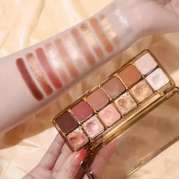 Палитра теней для век Glitter Shiny Eye Shadow Palette Earth Color Matte Pigmented Makeup Powder Multi Color Eye Shadow Lasting Beauty 12 цветов