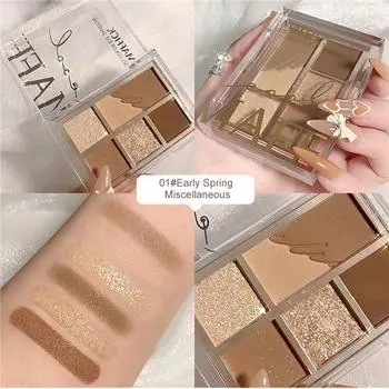 Палитра теней для век из 6 цветов High Light Trimming Earth Color Mini Eye Shadow Palette Waterproof Long Lasting Eye Makeup