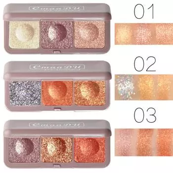Палитра теней для век Keyboard Fingertips Three Color Mushed Potato Eyeshadow Palette Earth Moonlight Mochi Eyeshadow Palette 01#