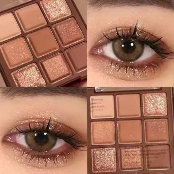 Палитра теней для век MGL Chocolate Nine-Color в оттенках Earth & Coffee с блестками цвета мокко (2023 Подлинный) nine-color eyeshadow palette шоколадный