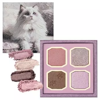 Палитра теней для век MilleFee My Kitty Eye Palette Cat 4 цвета, бледно-фиолетовый, розовый, макияж MilleFee (02 Рэгдолл)