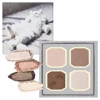 Палитра теней для век MilleFee My Kitty Eye Palette Cat 4 цвета Lame White Brown Makeup MilleFee (04 Менуэт)