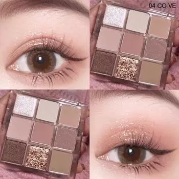 Палитра теней для век Rose Pink Color Pearl Matte Glitter, блестящий пигмент для макияжа для женщин, 9 цветов, 02 04 co ve