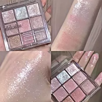 Палитра теней для век с блестками, блестками, хайлайтером, тени для век, розоватый оттенок, тени для век на Рождество, Хэллоуин, косметический макияж разноцветный