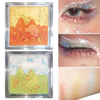 Палитра теней для век с блестками, мерцающие, перламутровые, стойкие, водостойкие, для женщин и девочек, тени для век на Хэллоуин, Рождество, косплей, выступление на сцене светло-синий