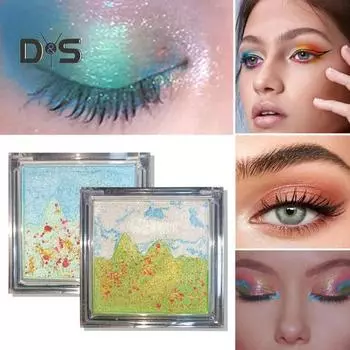 Палитра теней для век с блестками, мерцающие, перламутровые, стойкие, водостойкие, для женщин и девочек, тени для век на Хэллоуин, Рождество, косплей, сценическое представление, для глаз светло-синий