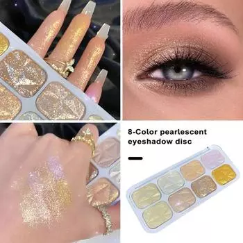 Палитра теней для век с мерцающим блеском, 8 оттенков, стойкий водостойкий высокопигментированный хайлайтер Silkworm, набор теней для век, женская палитра для макияжа глаз