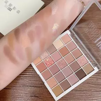 Палитра теней для век Shimmer Glitter с блестками, землистый тон, перламутровая матовая текстура, стойкий макияж, 25 цветов, 05, 1 шт.