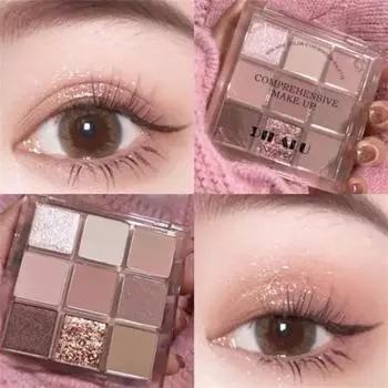 Палитра теней для век Shimmer Punk Smokey Blue Black Eyeshadow Makeup Palette Matte Chocolate Dark Brown 9 цветов