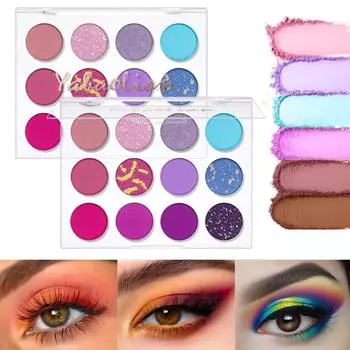 Палитра теней для век Shimmer Transparent 12 Color Earth Color Pearlescent Matte Makeup Ins Eye Shadow