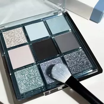 Палитра теней для век в стиле панк-смоки из 9 цветов Сине-черная Готическая палитра теней для век Макияж в шоколадно-коричневых тонах Палитра теней для век Мерцающая блестящая матовая палитра теней для век 001