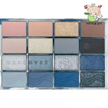 Палитра теней для век Wakemake Blue Sand Tangerine Beach Soft Blurring, холодные тона, теплые тона, 19 оттенков Blue Sand Blurring, 1 шт.