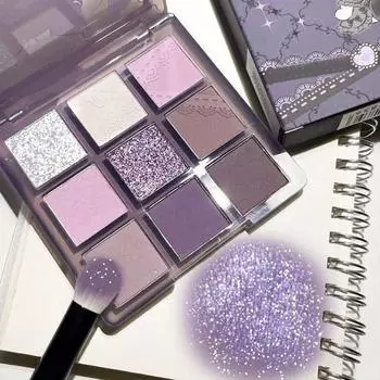 Палитра теней FUGU UP Purple Shadow Palette Eyeshadow Glitter 9-Shadow Palette Pearl Eyeshadow, 1 шт.
