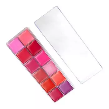 Палитра увлажняющих помад Soft and Soft Shimmer and Matte Multi Color Long Lasting Lip Gloss Palette Подарок на день рождения 12 цветов, 1 шт.