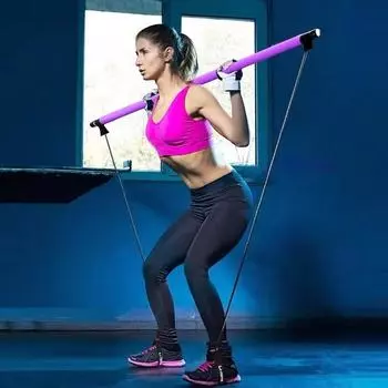 Палка для пилатеса Многофункциональная фитнес-палка Йога Пилатес Оборудование для дома Эластичные упражнения Тренировки розовый