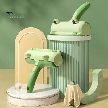 Палка для удаления волос с домашних животных, безопасный многоразовый валик для шерсти собак и кошек, многоповерхностный ролик для ворса в форме лягушки, инструмент для удаления шерсти, эффективный диван-кровать, ковер, одеяло зелёный