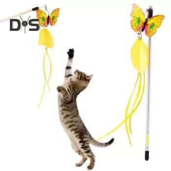Палка-дразнилка для кошек Имитация бабочек Выдвижная игрушка-палочка с колокольчиком Интерактивная обучающая игра Товары для домашних животных Палка-дразнилка для кошек Палка-дразнилка для кошек с кисточкой синий