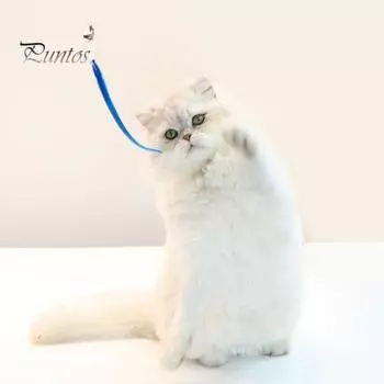 Палка-дразнилка для кошек Трехсекционная телескопическая палочка Интерактивная игрушка-ловушка для котят Устойчивая к царапинам Устойчивая к укусам Синяя сменная бионическая игрушка-дразнилка для рыб синий