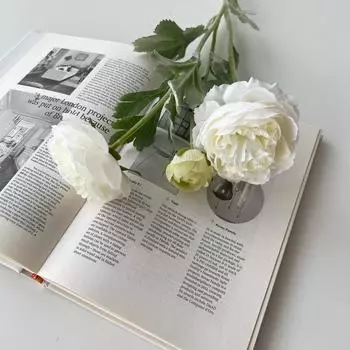 Pall Paeonia Lactiflora Fake Flower Bouquet Used Flocking For Wedding Decor WhiteGreen