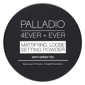 Palladio, 4Ever + Eva, матирующая рассыпчатая фиксирующая пудра с зеленым чаем, прозрачная, 0,21 унции (6 г)