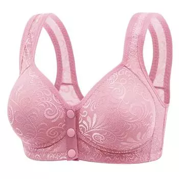 Pallet middle-aged and elderly without steel rim underwear front open buckle sexy lace vest comfortable women s underwear bra 36/80BC cup чёрный