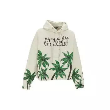 Palm Angels Palms And Skull Vintage Hoodie White Men Tops PMBB117S23FLE0070155 S