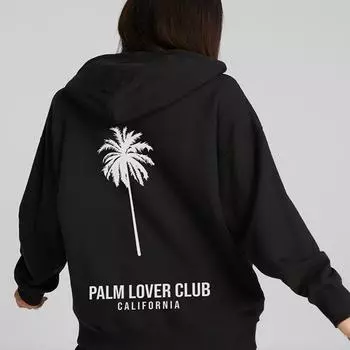Palm Lover Club Женские хлопковые свитшоты с калифорнийским принтом, индивидуальные винтажные повседневные свитшоты, трендовые универсальные пуловеры для пар S чёрный