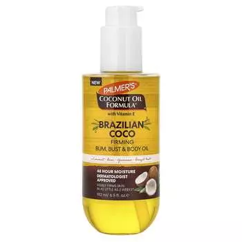 Palmer s Coconut Oil Formula®, Витамин E, Укрепляющее масло для груди и тела, с бразильским кокосом, 6,5 жидких унций (192 мл)