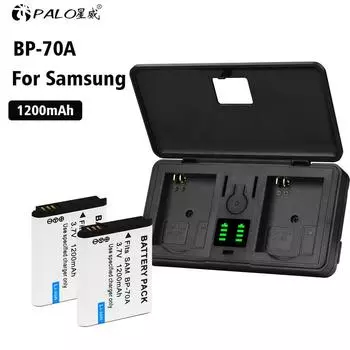 PALO 1200 мАч BP70A BP-70A 3,7 В литий-ионный аккумулятор для SAMSUNG ES65 ES67 ES70 ES80 TL105 TL110 PL80 PL90 SL600 WP10 1battery+1charger