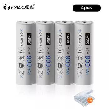 PALO 14500 3,7 В 900 мАч литий-ионная аккумуляторная батарея для фонарика/дистанционного управления/игрушечной головки 3,7 В 14500 литиевая батарея белый