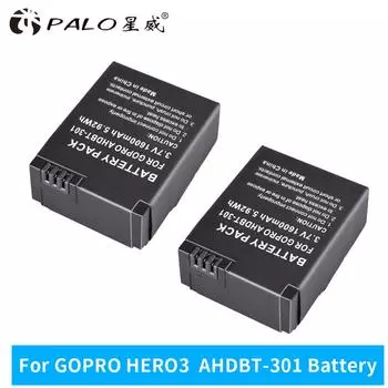 PALO 1600 мАч для GoPro AHDBT-201/301 аккумулятор для камеры Gopro Hero 3 3+ AHDBT-301 AHDBT-201 аккумулятор для аксессуаров GoPro