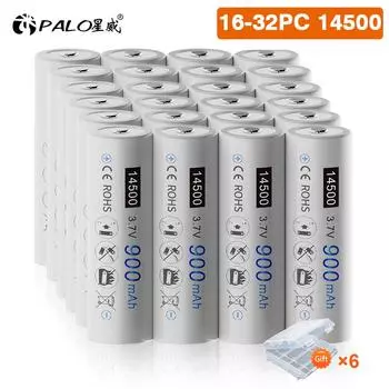 PALO 16-32 шт. 3,7 В 14500 литий-ионные аккумуляторы верхняя кнопка ER14500 батарея типа АА для светодиодного фонарика налобного фонаря мыши