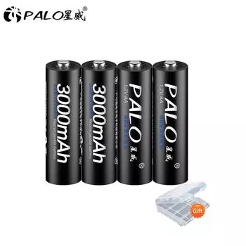 PALO 1,2 В 3000 мАч NI MH AA предварительно заряженные аккумуляторы Ni-MH перезаряжаемые батареи типа aa для игрушек, камеры, микрофона синий