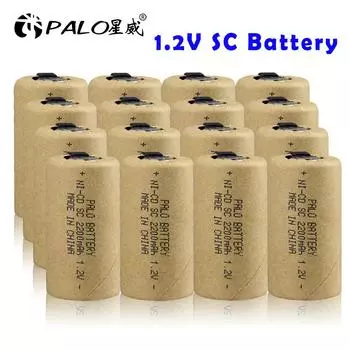 PALO 1,2 В SC Аккумуляторная батарея 2200 мАч Sub C NI-CD со сварочными выступами для электрической дрели, отвертки, электроинструмента, батареи жёлтый