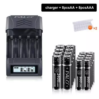 PALO 1,5 В AA + AAA Литий-ионная аккумуляторная батарея AA AAA Литий-ионные батареи AAA AA с зарядным устройством для литиевой батареи 1,5 В AA AAA