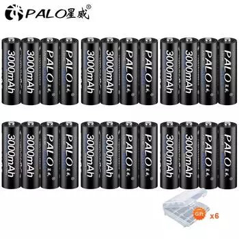 PALO 24 шт. 2a AA аккумуляторная батарея 1,2 В AA2200 мАч Ni-MH предварительно заряженная аккумуляторная батарея 2A для камеры чёрный