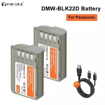 PALO 2500 мАч DMW-BLK22 Аккумулятор DMW BLK22 с зарядкой через USB-C для Panasonic LUMIX DC-S5 DC-S5 II DC-S5 IIX GH5 II GH6 DC-GH5LK 1battery